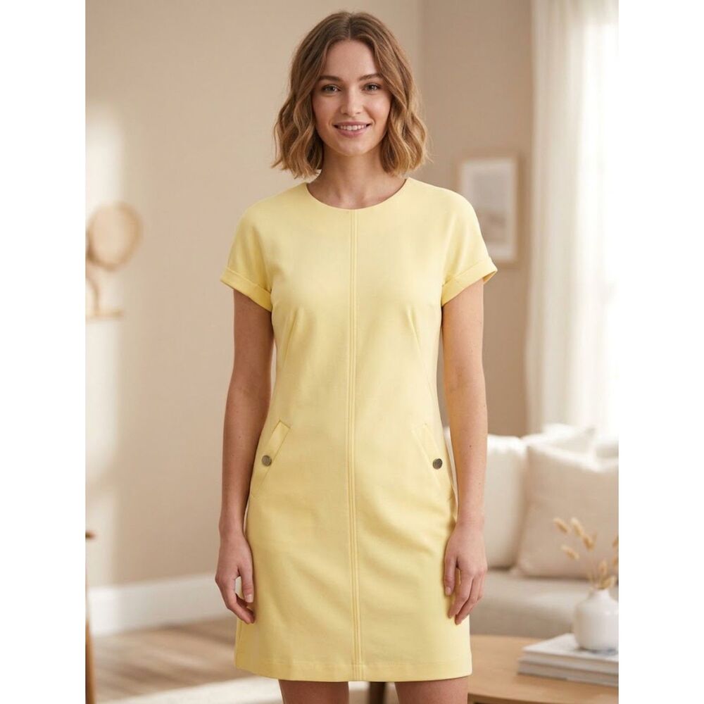 NWT Tommy Hilfiger Women Butter Yellow Mod Shift Dress Sz 8 Preppy 60’s